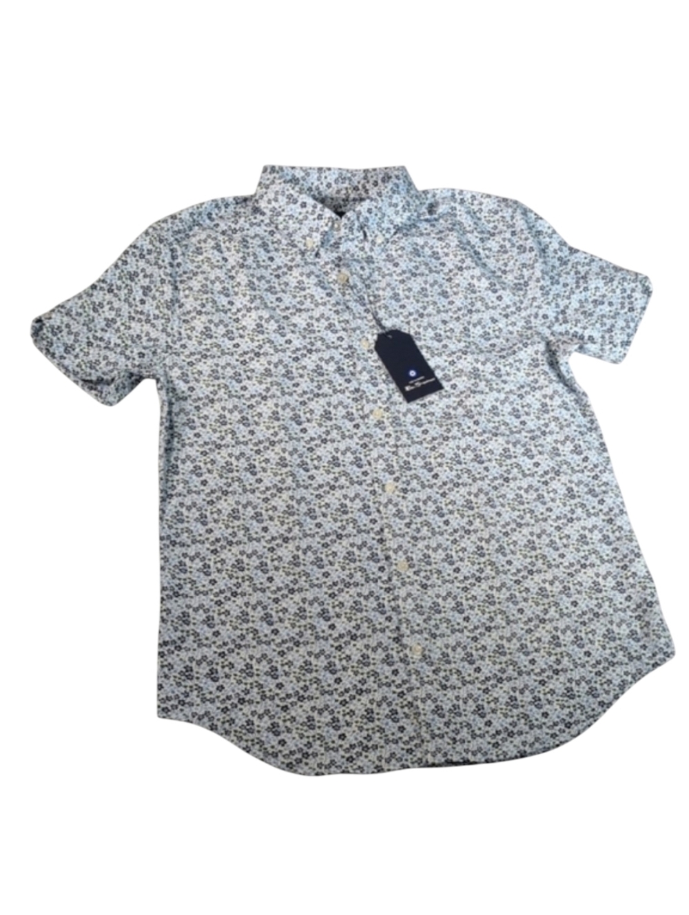 Ben Sherman Blue Floral Short Sleeve Button Down Shirt